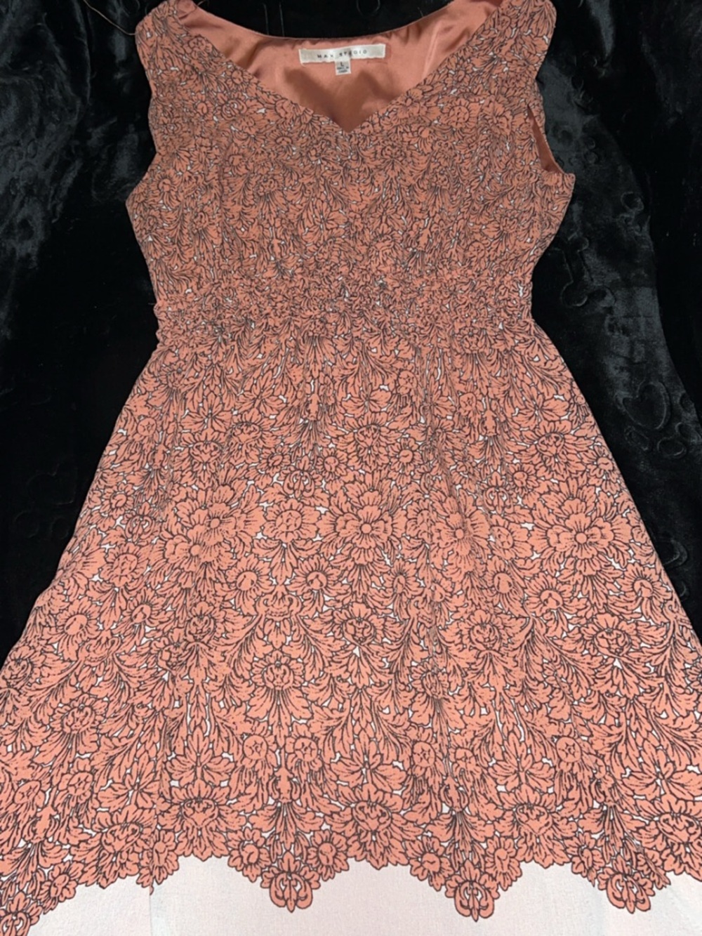 Max Studio Coral Floral Lace Midi Dress